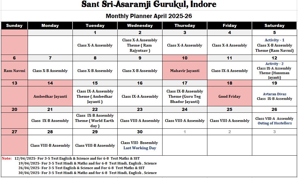 Monthly Update - Sant Sri Asaramji Gurukul Indore official Website