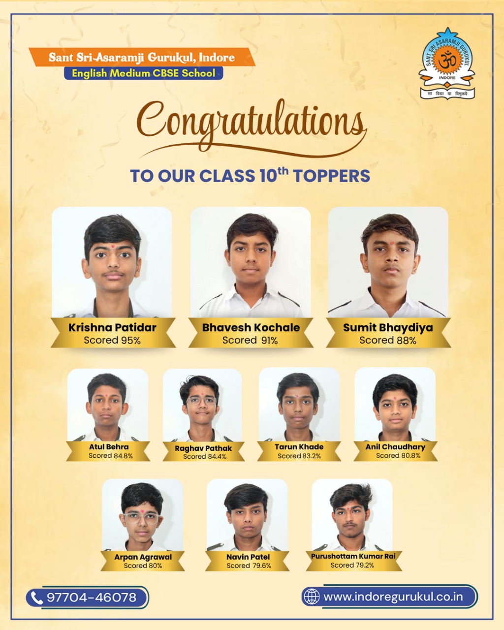 Result - Sant Sri Asaramji Gurukul Indore official Website