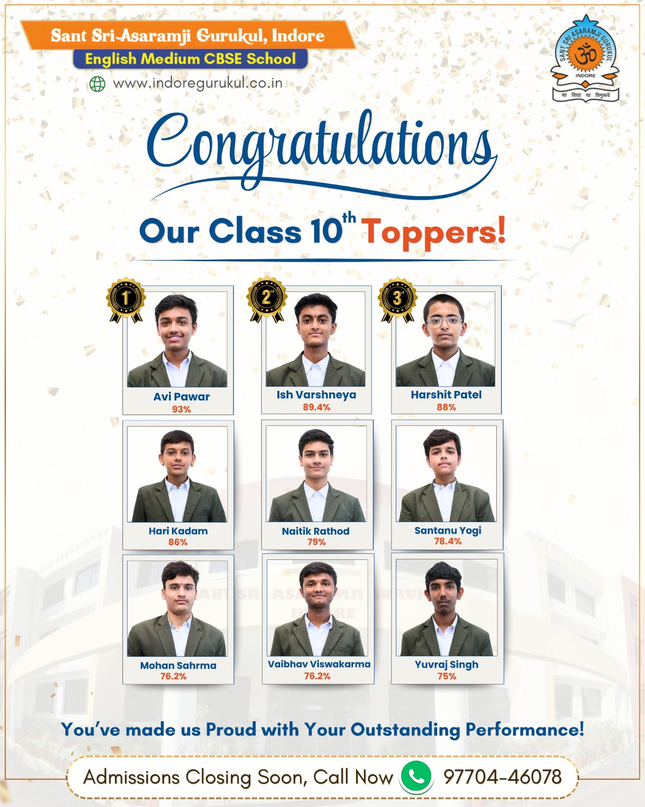 Result - Sant Sri Asaramji Gurukul Indore official Website