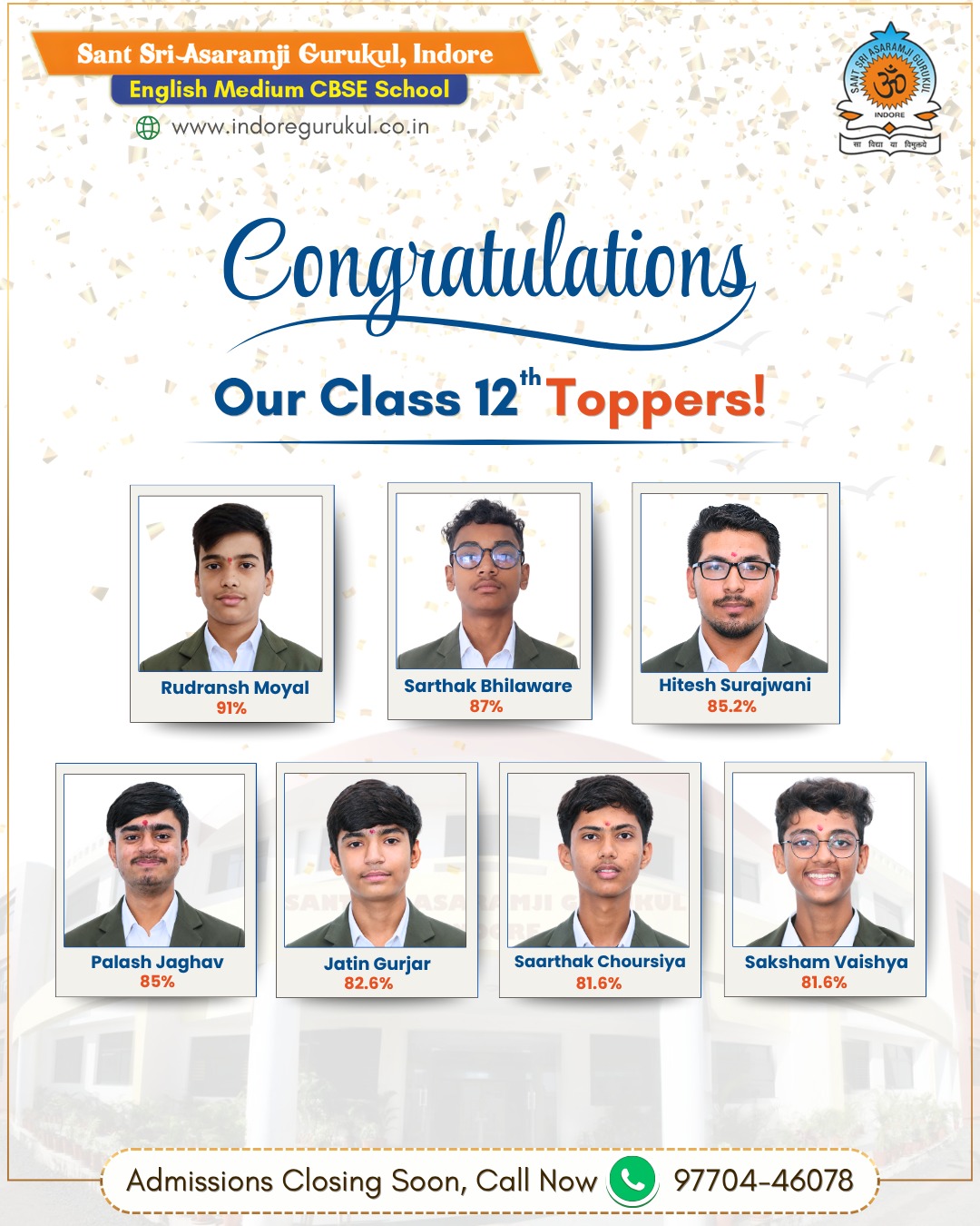Result - Sant Sri Asaramji Gurukul Indore official Website